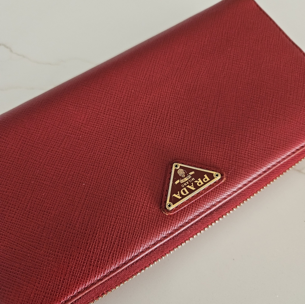 Prada Scarlet Saffiano Wallet